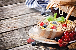 Bowl with cereals and fresh berries