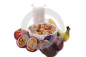 bowl of cereals and fruit