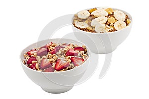 Bowl of cereals with fruit toppings