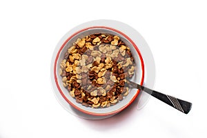 Bowl of cereals on a white background