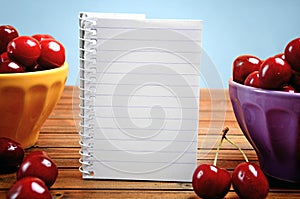 Bowl with cherries fruit