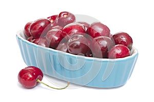 Bowl of Cherries Isolated on White