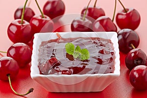 Bowl of cherry jam