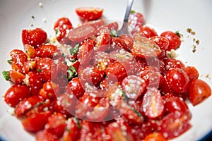 Bowl of Cherry tomatoes with parmesan