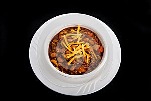 Bowl of Chili with Beef Beans and Cheese