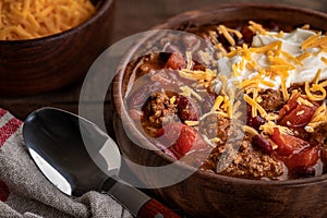 Bowl of chili con carne photo