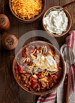 Bowl of chili con carne photo