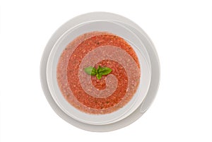 Bowl of chilled gazpacho soup