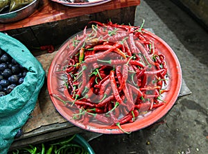 Bowl of chilli - Phonsavan market - Laos