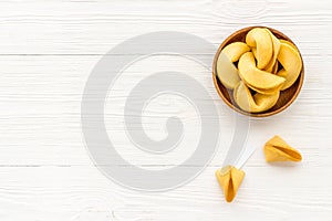 Bowl of Chinese New Year fortune cookies. Good luck concept