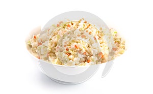 Bowl of Coleslaw Isolated on a White Background