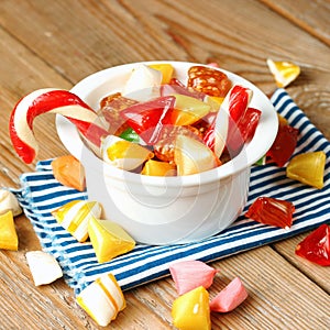 Bowl with colorful sweet candies