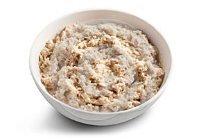 Bowl of cooked cornflakes isolated on white