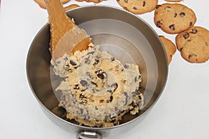 A bowl of cookie dough