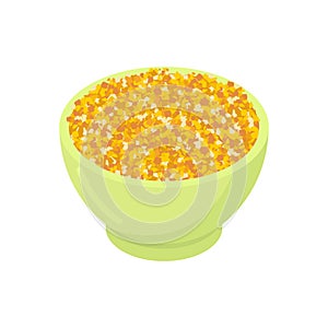 Bowl of corn gruel isolated. Healthy food for breakfast. Vector