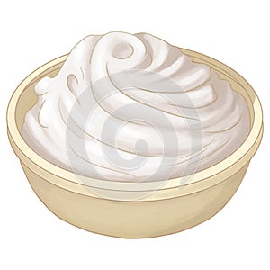A bowl with cream or cream cheese