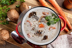 Bowl of cream of mushroom soup