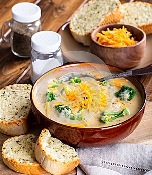 Bowl of Creamy Broccoli Cheddar Soup