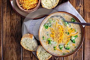 Bowl of Creamy Broccoli Cheddar Soup