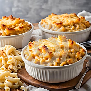 Bowl of creamy and cheesy baked macaroni and cheese