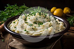 bowl of creamy mushed potatoes