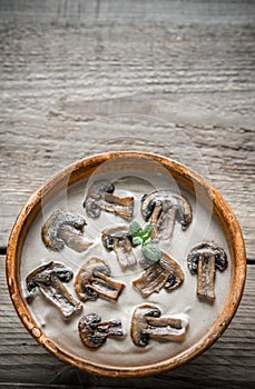 Bowl of creamy mushroom soup