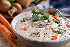 Bowl of creamy mushroom soup