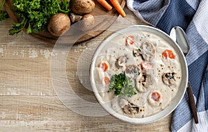 Bowl of creamy mushroom soup