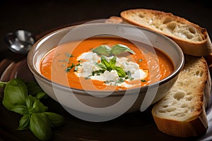 A bowl of creamy tomato soup. Ai Generated.NO.03