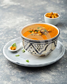 Bowl of creamy vegetable soup photo
