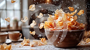 Bowl of Crispy Potato Chips.Snack Time Bliss