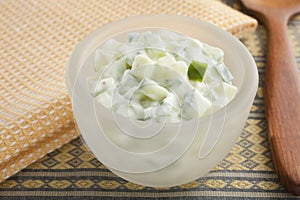 Bowl of Cucumber Raita Indian Food Accompaniment