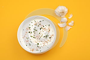 Bowl of Curds and Garlic Buds