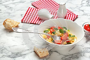 Bowl with delicious pasta primavera