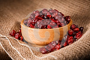 A bowl of dried cranberries