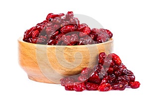 A bowl of dried cranberries