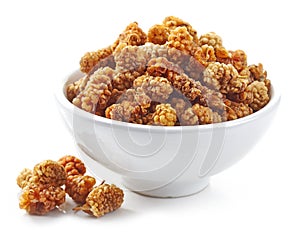 Bowl of dried mulberries