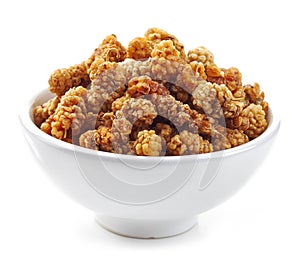 Bowl of dried mulberries