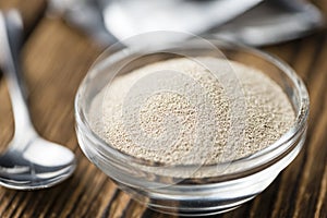Bowl with dried Yeast