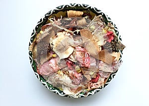 A bowl of dry aromatic flowers