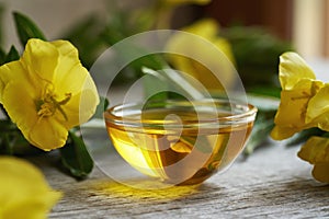 A bowl of evening primrose oil