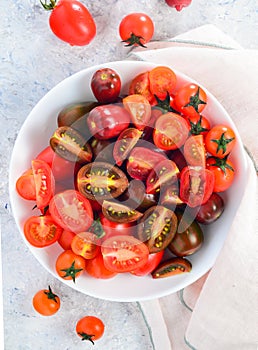 Bowl of farm fresh australian cherry tomatoes