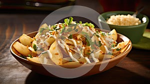 a bowl filled with fresh jicama slices, showcasing their crispness and natural appeal, a generous space on the left for
