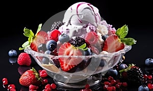 Bowl Filled With Fruit and Ice Cream