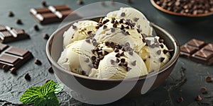 Bowl Filled With Ice Cream and Chocolate Chips