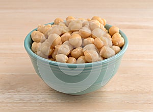 Bowl filled with organic garbanzo beans on table photo