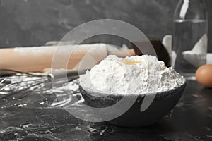 Bowl with flour and egg