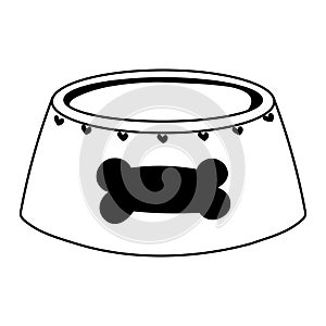 Bowl food pet with bone cartoon isolated white background design line icon