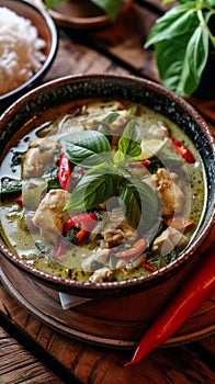 Bowl of Food on Wooden Table