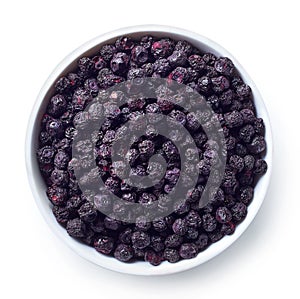 Bowl of freeze dried blueberries